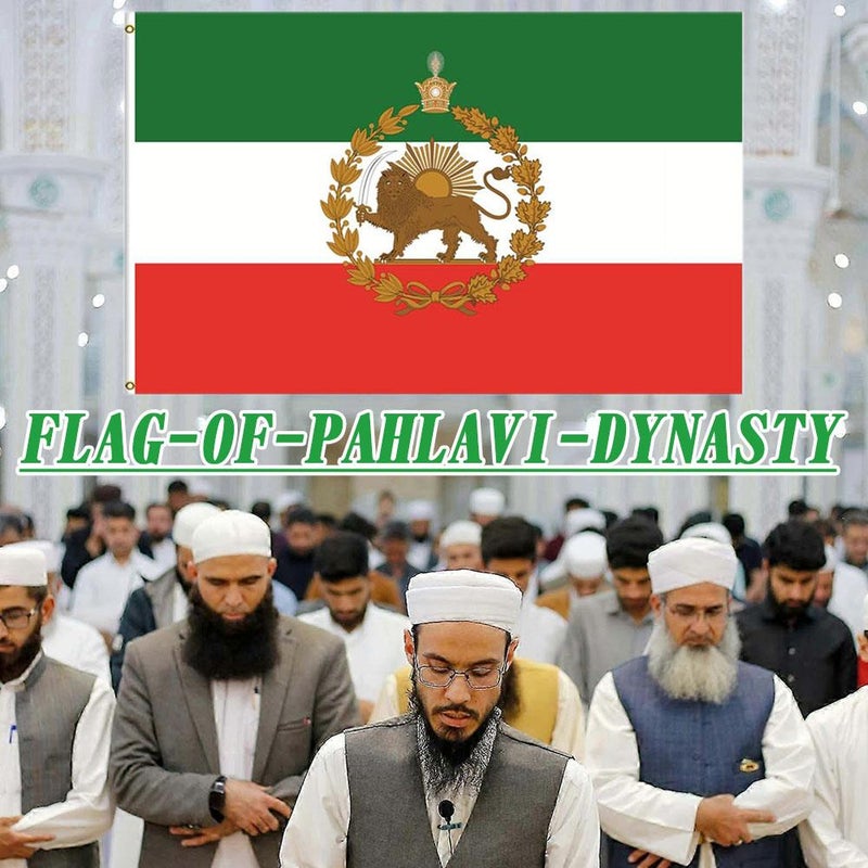 3×5 Ft Old Historic Iran Flag,Old Iranian Flag with Lion Sun Crown,Premium Polyester Former Iranian Persia Banner with 2 Brass Grommets,Suitable for Outdoor and Indoor - Image 2